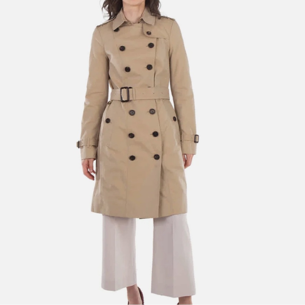 Burberry Beige Trench Coat with Check Lining Small